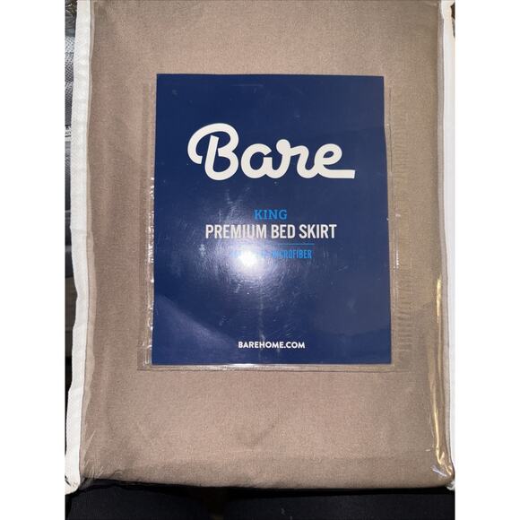 NEW King Bed Skirt Brown/khaki 15-Inch Drop Premium Microfiber Bare Home - Picture 1 of 3